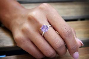 Fine Jewelry Rose Gold Plated 925 Sterling Silver Natural <b>Amethyst</b> Faceted Round Shape Gemstone Post <b>Studs</b> <b>Earrings</b> Fine Jewelry - Product Image 6