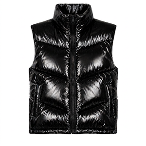 Gilet matelassé sans manches pour homme en laine écologique, à capuche, col montant, fermeture éclair sur le devant, décontracté, épais, coupe classique - Product Image 1