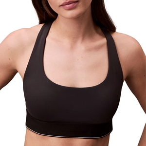 Women's Plus Size Classic <b>Racerback</b> Sports <b>Bra</b> Scoop Neck High for Yoga Gym Fitness Workout Compression Top with Front Logo - Product Image 1