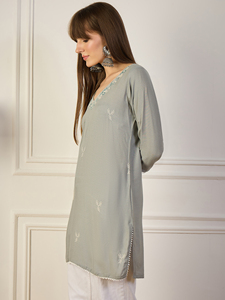 Most Selling Lightweight Daily Wear Short <b>Kurtis</b> with Daily Use Thread Embroidery Design Modern Tunic for Casual use For Export - Product Image 2