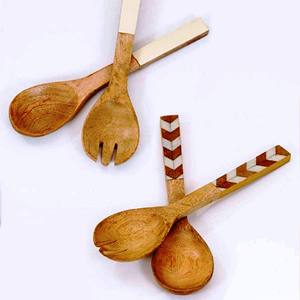 Accesorios de Cocina Más Vendidos, Juego de Servidores de Ensalada de Acacia, Ecológicos, Aptos para Lavavajillas, Utensilios para Ensalada, Hechos en India - Product Image 3