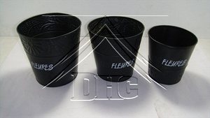 Ensemble de jardinières en métal noir mat de luxe avec lettrage français, décoratives pour l'intérieur et l'extérieur, pots de fleurs modernes pour la décoration de la maison - Product Image 2