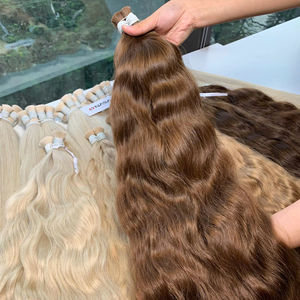 Extensiones de Cabello al Por Mayor de Alta Calidad, 100g de Cabello Humano Virgen en Color Marrón, Ondulado Natural - Product Image 2