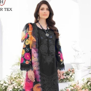 Eid PARTY Size 50 (5XL) เสื้อผ้าอินเดียปากีสถานผ้าฝ้ายหนักกึ่งผ้าไหมด้านล่างตรวจสอบ dupatta-shalwar kameez สง่างาม - Product Image 1