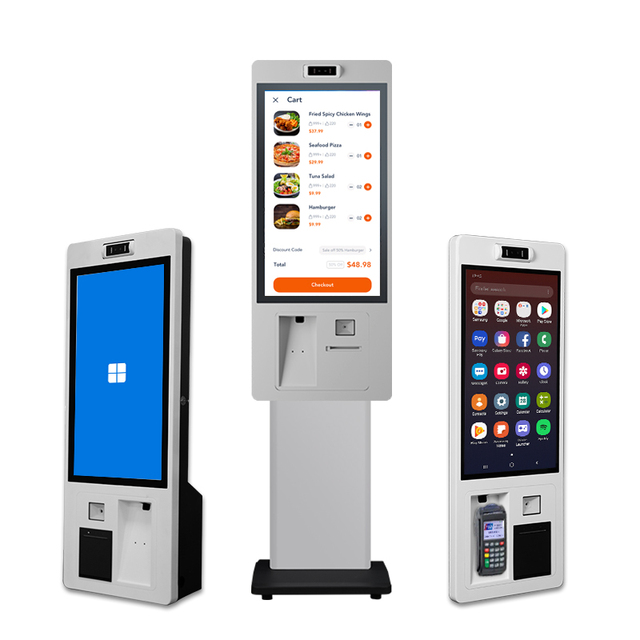 32 Inch Self Service Kiosk with Barcode Reader Card Reader Code Scanner Queue Management SDK Enabled for Hospital Use