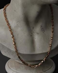 Collier à maillons personnalisé en or rose 14 carats pour hommes, longueur de 60cm, largeur de 5.12mm, initiales de cadeau de mariage chrétien oxydé personnalisées - Product Image 6