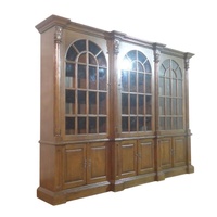Vitrine antique, armoire de présentation classique, bibliothèque en bois, bibliothèque avec porte en verre, armoire durable pour la cuisine