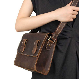 Sac à bandoulière en cuir véritable indien imperméable avec fermeture éclair, sac à bandoulière pour ordinateur portable de bureau, style vintage fait à la main, sac à bandoulière quotidien - Product Image 6