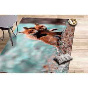 Tapis imprimé avec des animaux sauvages : renard, paysage forestier et motifs personnalisés, tapis doux non tissé - Product Image 2