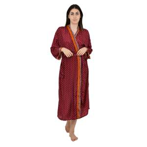 Robe de chambre élégante en mélange de soie, style kimono, en tissu sari floral, avec cordon de serrage, vêtement de nuit doux pour la maison - Product Image 1