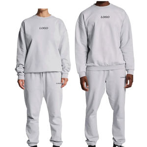 Conçu sur mesure unisexe grande taille deux pièces Jogging survêtement hommes couleur unie qualité hiver sur taille ensemble avec logo personnalisé - Product Image 3