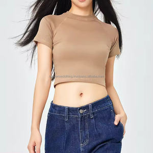 Hot Summer Crop Top Personnalisé de Haute Qualité Respirant Slim Fit T-Shirt OEM Uni Coton Femmes Y2K Style Imprimer Fournisseur Direct - Product Image 1