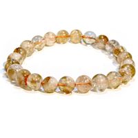 Vente en gros de bracelets en cristal de guérison naturelle à la mode en quartz rose plaqué argent élastique de 8mm chakra reiki poli