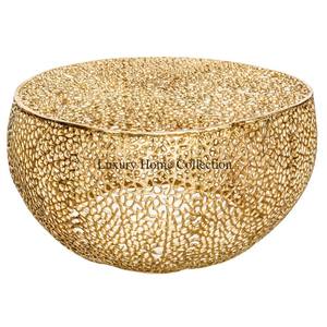 Ensemble de 2 tables d'appoint en métal de grande taille, couleur or, avec cadre à 3 pieds, fabriquées à la main, raffinées, brillantes et polies. - Product Image 6