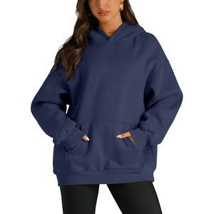 Haute qualité polaire coton surdimensionné goutte-épaule pull sweat à manches longues respirant pull Streetwear femmes sweats à capuche - Product Image 3