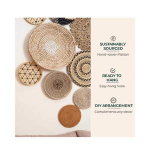 Best-seller Ensemble de 9 assiettes murales tissées, jonc de mer naturel, décoration murale faite à la main pour maisons modernes - Product Image 6