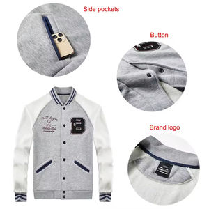 Chaqueta Varsity de Lana Fina de la Mejor Calidad, Cuello Alto, Botones Delanteros, Logotipo Bordado, para Hombre - Product Image 4