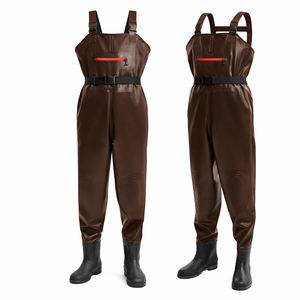 Custom <b>Mens</b> Waterproof Chest Waders Brown Heavy-Duty Fishing & Hunting Bib Waders with Built-In <b>Boots</b> - Product Image 2
