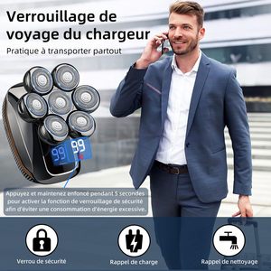 Rasoir Électrique Portable à Écran LED pour Hommes, Étanche IPX7, Tondeuse à Barbe et Cheveux, Rasoir Rotatif pour Crâne Chauve - Product Image 4