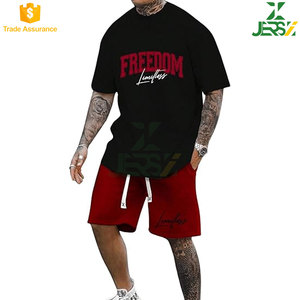 Conjunto de Verano para Hombre, Talla Grande, Estilo Urbano, Moderno, Camiseta de Manga Corta con Cuello Redondo y Pantalones Cortos Casuales a Juego, Transpirable - Product Image 2