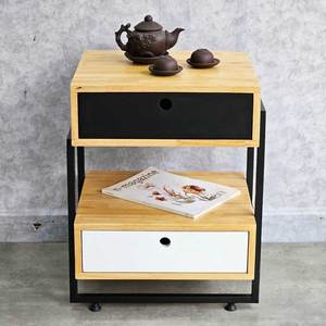 Commode moderne en bois d'hévéa avec 2 tiroirs 45x40x59cm TDG68033 - Product Image 3