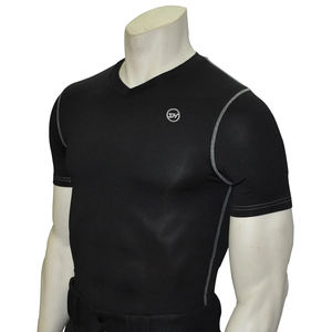 SHH Custom <b>Black</b> <b>Compression</b> Sportswear Short Sleeve V-Neck <b>Shirt</b> 90% Polyester/10% Spandex Breathable Smooth Flat Stitching - Product Image 1