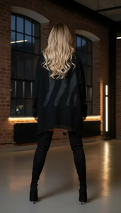 Chaqueta Sierra Auténtica de Mezclilla Recta Estilo Urbano con Detalle de Volantes 100% Algodón para Limpieza en Seco - Product Image 4