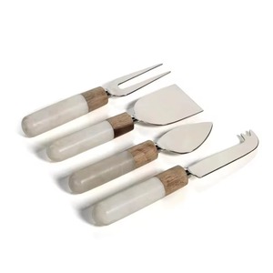 Juego de servidor de queso de metal con mango de mármol, cuchillos de queso de acero inoxidable, esparcidor rebanador para cocina y Hotel - Product Image 1