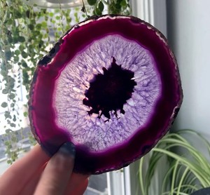 Posavasos de ágata para decoración del hogar, rebanada de ágata púrpura decorativa sin recubrimiento de oro, curación, meditación, venta al por mayor - Product Image 2