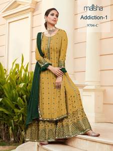 ชุดแต่งงานสตรี,ชุดเดรสปักลายกระจกสไตล์ปากีสถานสำหรับงานแต่งงานและปาร์ตี้สไตล์อินเดีย - Product Image 6