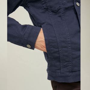 Dernière veste en jean pour homme pour un style décontracté de rue, légère, lavage foncé, coupe ajustée, veste en jean bleue pour homme - Product Image 6