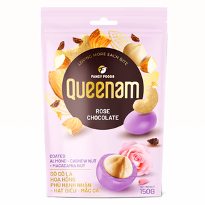 Fournisseur d'exportation vietnamien OEM/ODM HALAL Chocolat en dragées solide pur de haute qualité, amandes enrobées de rose, noix de cajou, noix de macadamia 150G - Product Image 1