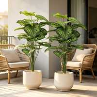 Plante artificielle Calathea Orbifolia en pot, fausse verdure en PVC, décoration intérieure et extérieure sur pied
