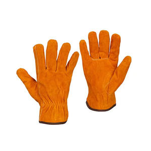 Premium Heavy-Duty Drivers Glove Unlined Cowhide Cotton <b>Cuff</b> Side Split Personal Protective Comfortable Household Safety Gloves - Product Image 1