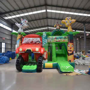 Circuito Obstáculos Inflable Comercial Tema Safari Jungla con Tobogán 3D Animal Combo para Niños - Product Image 3