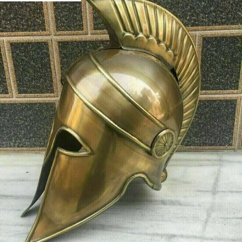 Helm abad pertengahan dengan Plume Greek Corinthian Armor Knight Sparta helm Cosplay.