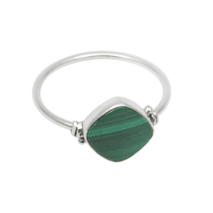 Fabuleux Look 925 Sterling Silver Natural Malachite Gemstone Coussin Forme Anneau Pour Femme Filles Bijoux Faits À La Main Fournisseurs En Vrac - Product Image 1