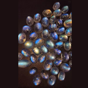 55 Uds piedra lunar arcoíris Natural de alta calidad 9x7mm 9x8mm 12x10mm cabujón ovalado 108cts lote US $50 todas las ventas de piedras preciosas blancas Iroc - Product Image 2