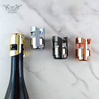Bouchon de conservation en silicone et acier inoxydable à double oreille pour vin et champagne, avec bouchon en liège métallique étincelant