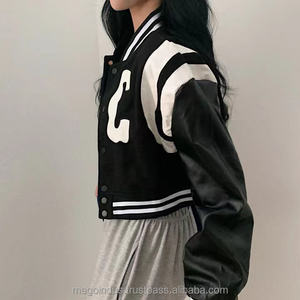 Chaqueta Universitaria Corta de Moda Coreana Vintage para Mujer, Estilo Urbano Holgado, Bordado, Invierno, Chic, Estilo Béisbol, Corta, de Algodón, Cortavientos - Product Image 5