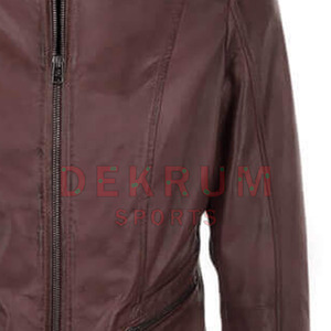 Best Wholesale 100% <b>Genuine</b> <b>Leather</b> <b>Jacket</b> for Women OEM Service Breathable Knitted Plain Dyed Custom Color - Product Image 4
