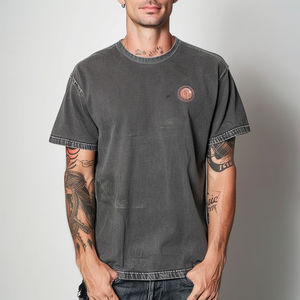 Alta calidad 230 GSM lavado con ácido peso pesado 100% algodón ecológico de gran tamaño Casual estilo Hip Hop logotipo personalizado camiseta de hombre - Product Image 6