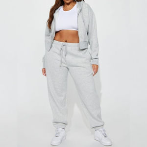 Winter Casual Hoodie Two Piece <b>Set</b> Heavy <b>Weight</b> Fleece Zip up Jogging Hoodie Custom Logo Long Sleeve <b>Women</b> Tracksuit Sweatsuit - Product Image 6