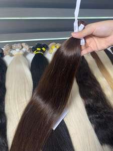 Gran cantidad de lujo calidad a granel extensión de cabello virgen vietnamita marrón oscuro negro Nasa modelo de cabello Sarah 100g precio al por mayor - Product Image 4