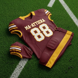 Jersey de Fútbol Americano Personalizado para Adultos, Color Borgoña y Dorado, Pantalones Acolchados, Uniforme de Equipo, Número 88, Ropa Deportiva de Alto Rendimiento, Poliéster, OEM - Product Image 4