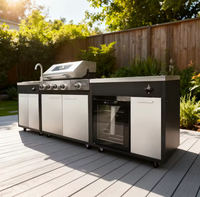 Cuisine extérieure en acier inoxydable de luxe, design personnalisé en usine, abri de cuisine moderne avec barbecue