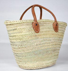 <b>Medium</b> FRENCH Market Basket with a Leather Fruit Basket, Straw Bag - Product Image 4