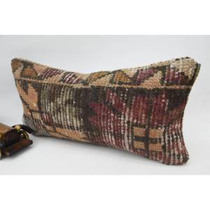 Luxury <b>18x18</b> Beige Wool Kilim Plaid Pillow 8x16 Inch Floral and Vintage Print Decorative Accent Pillow Woven with Silk Bedding - Product Image 3