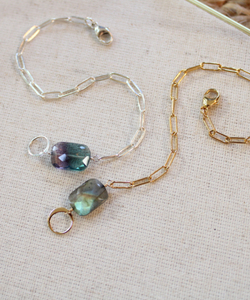 สร้อยอัญมณี925แร่เงินสีทองสำหรับผู้หญิงสร้อยข้อมือโซ่ประดับอัญมณีทำด้วยมือจากแร่อะเมทิสต์ลาบราดอไรต์ - Product Image 3