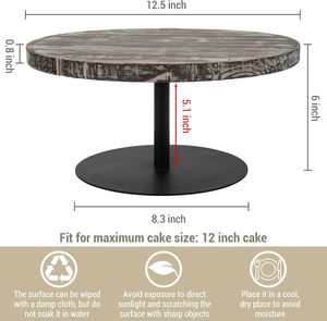 NUEVO Soporte de pastel con BASE DE METAL SUPERIOR DE MADERA con diseño de pétalos delicados Ideal para decoración de fiestas en el jardín Presentación de postres top de nuevo estilo - Product Image 4